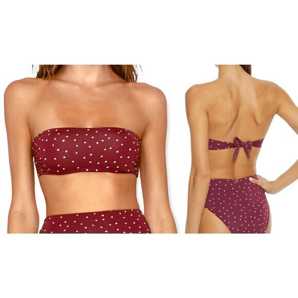 Vix Paula Hermanny Lola Polka Dot‎ Basic Bandeau Large Strapless Bikini Swim Top - Picture 1 of 15